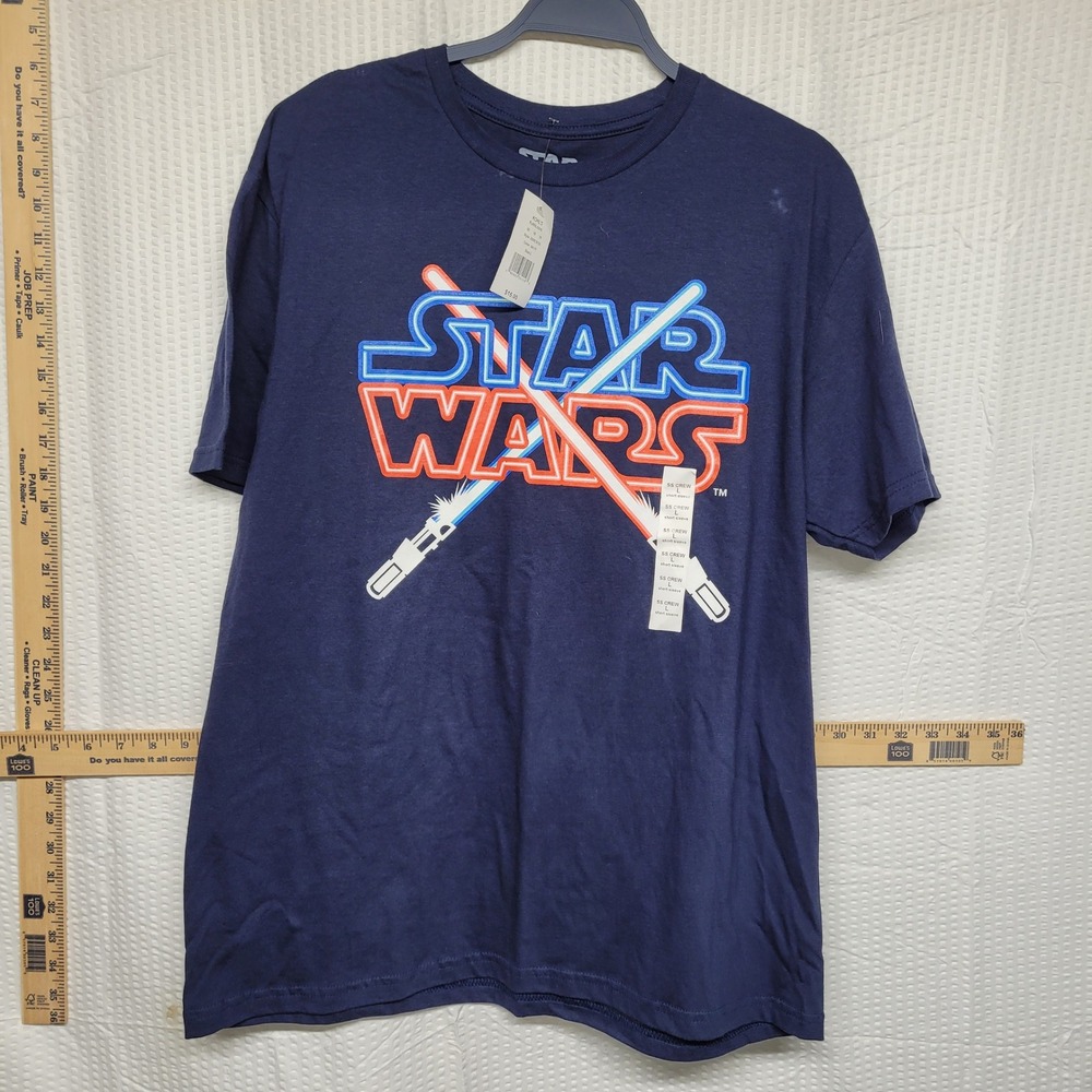 Star Wars Hybrid Mens Navy Blue Lightsaber Graphic T-Shirt‎ L 2SWC5121